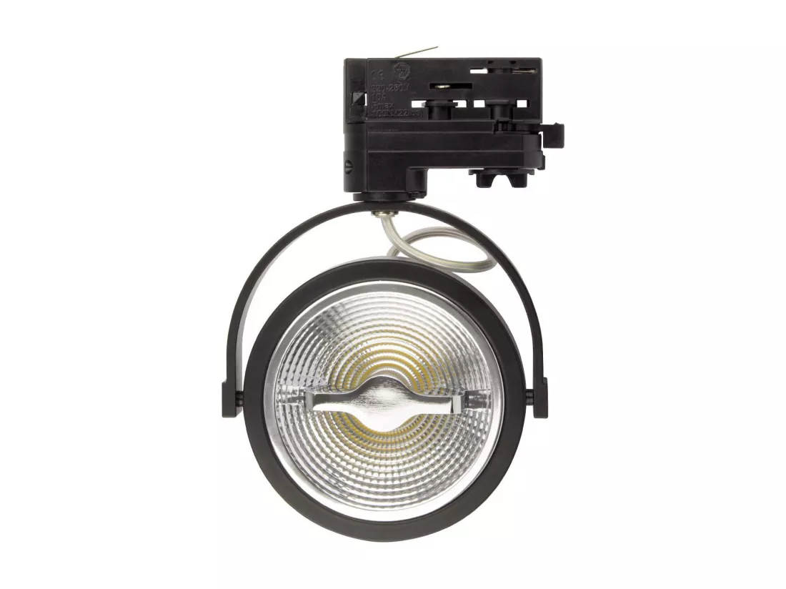 Spot LED sur Rail Triphasé CREE AR111 15W Dimmable Noir 2700K Blanc chaud