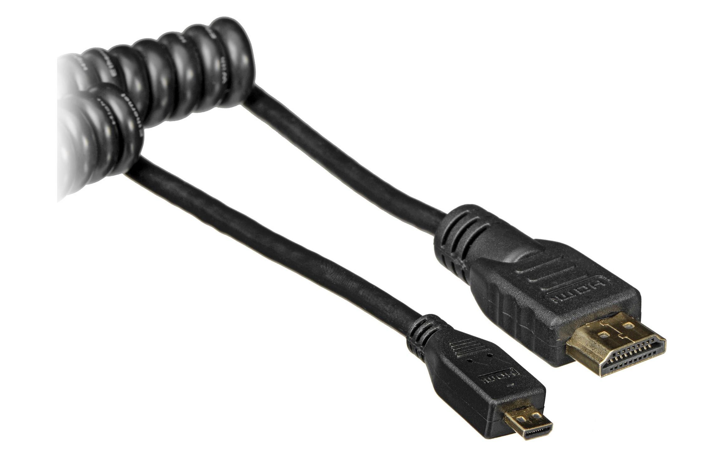 Kabel Micro HDMI – HDMI 50-65 cmMicro HDMI auf HDMI Spiralkabel – 50 - 65 cm Länge