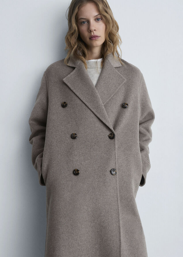 MANGO Handmade oversized wool coat Medium brown