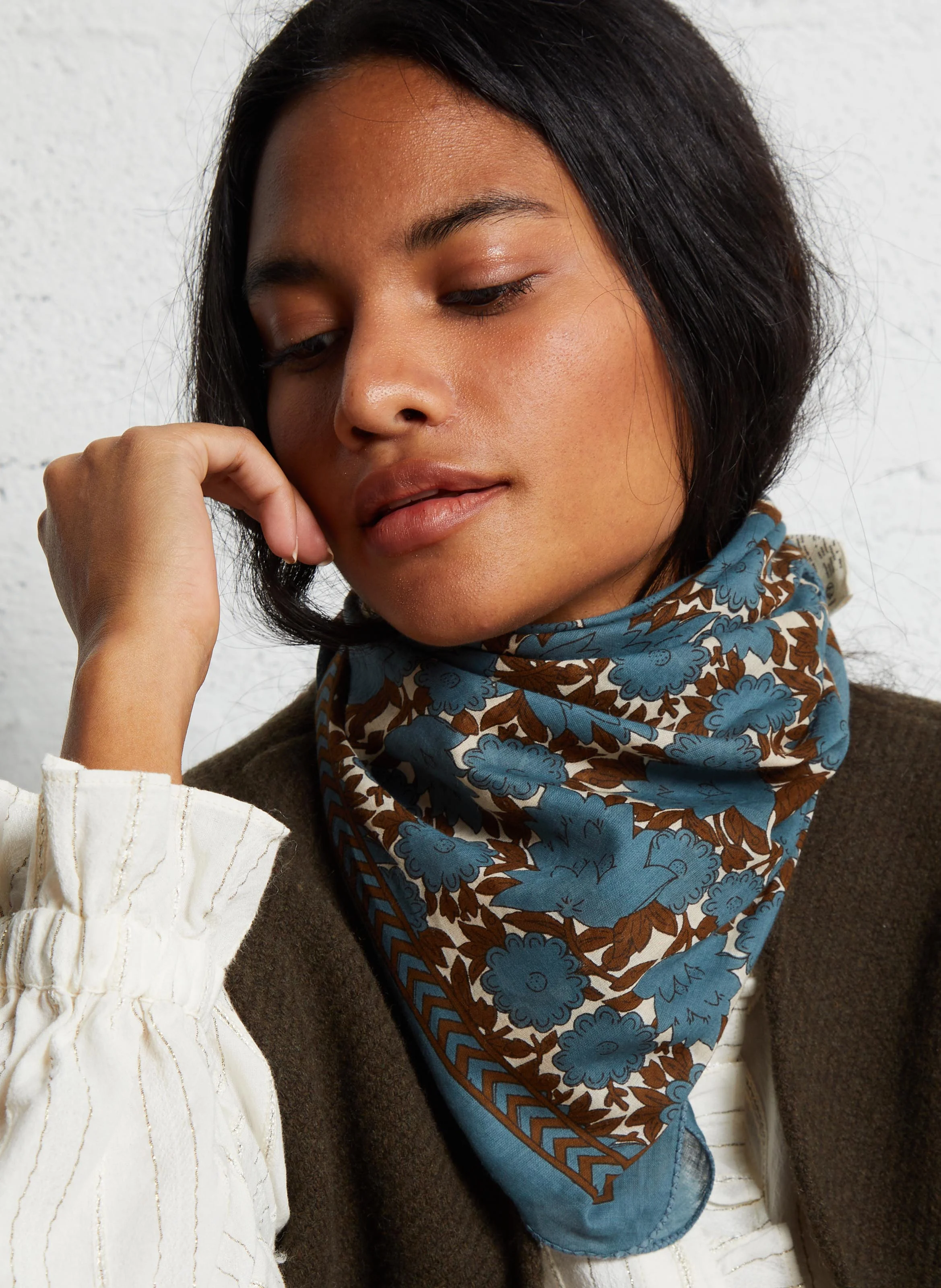 N°680 - Foulard en coton | Bleu