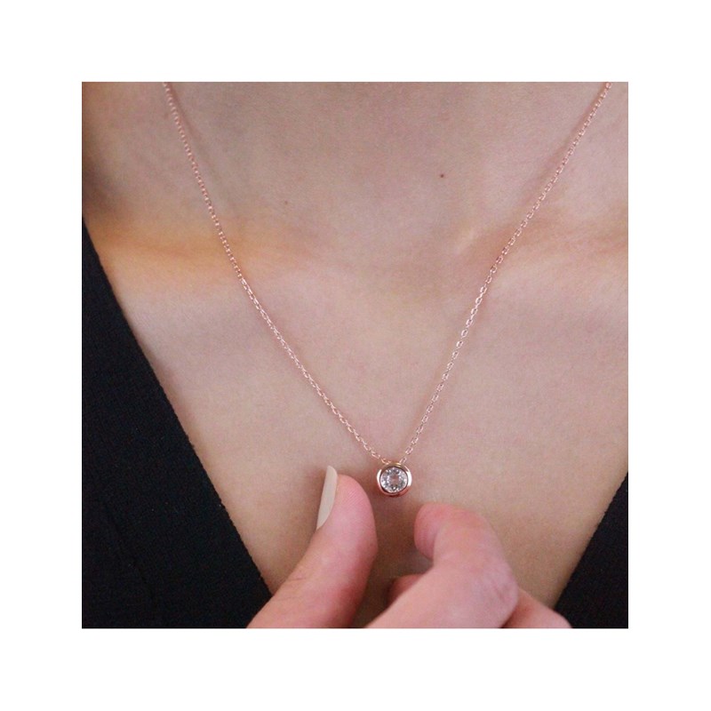 Pendentif Simplicity - Or Rosé et Cristal