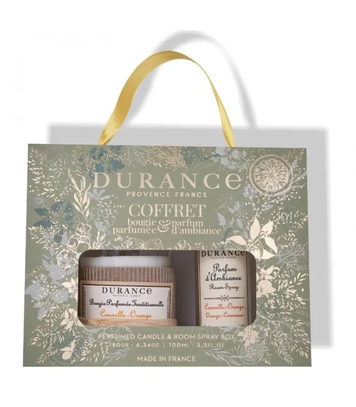 Coffret Bougie et Parfum d'Ambiance Cannelle-Orange - Edition Noël 100 ml /180 gr