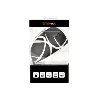Waateck - souris filaire ergonomique pour gaucher - noir