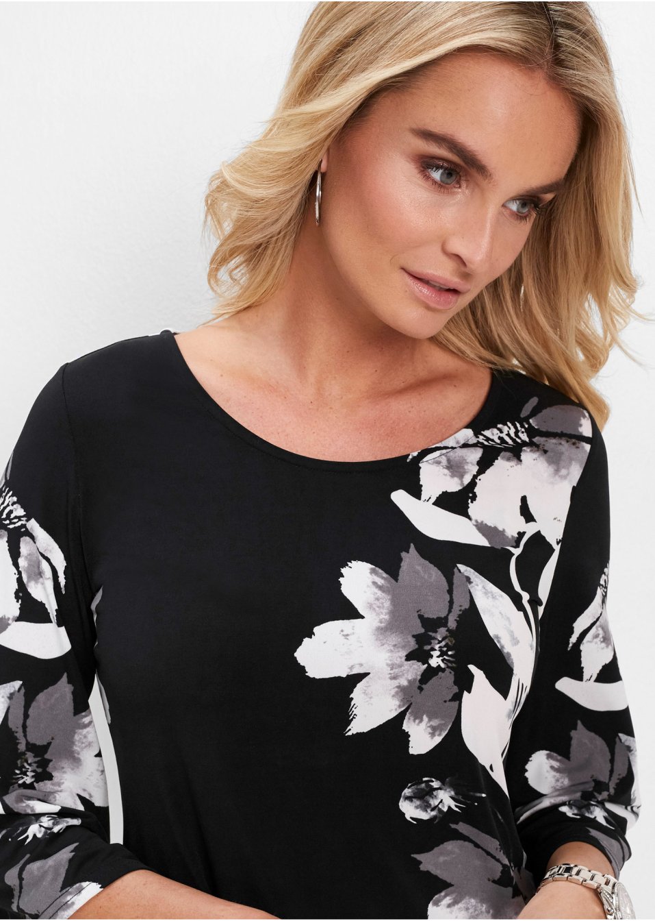 T-shirt tunique à motif floral