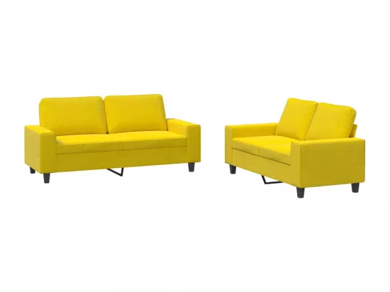 Ensemble de canapés 2 pcs jaune clair tissu