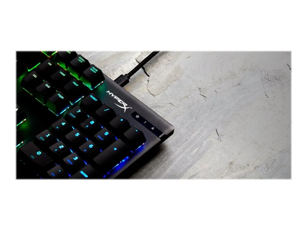 HyperX Alloy Origins - Tastatur - bagbelyst - USB-C - QWERTY - USA - tastkontakt: HyperX Red - sort