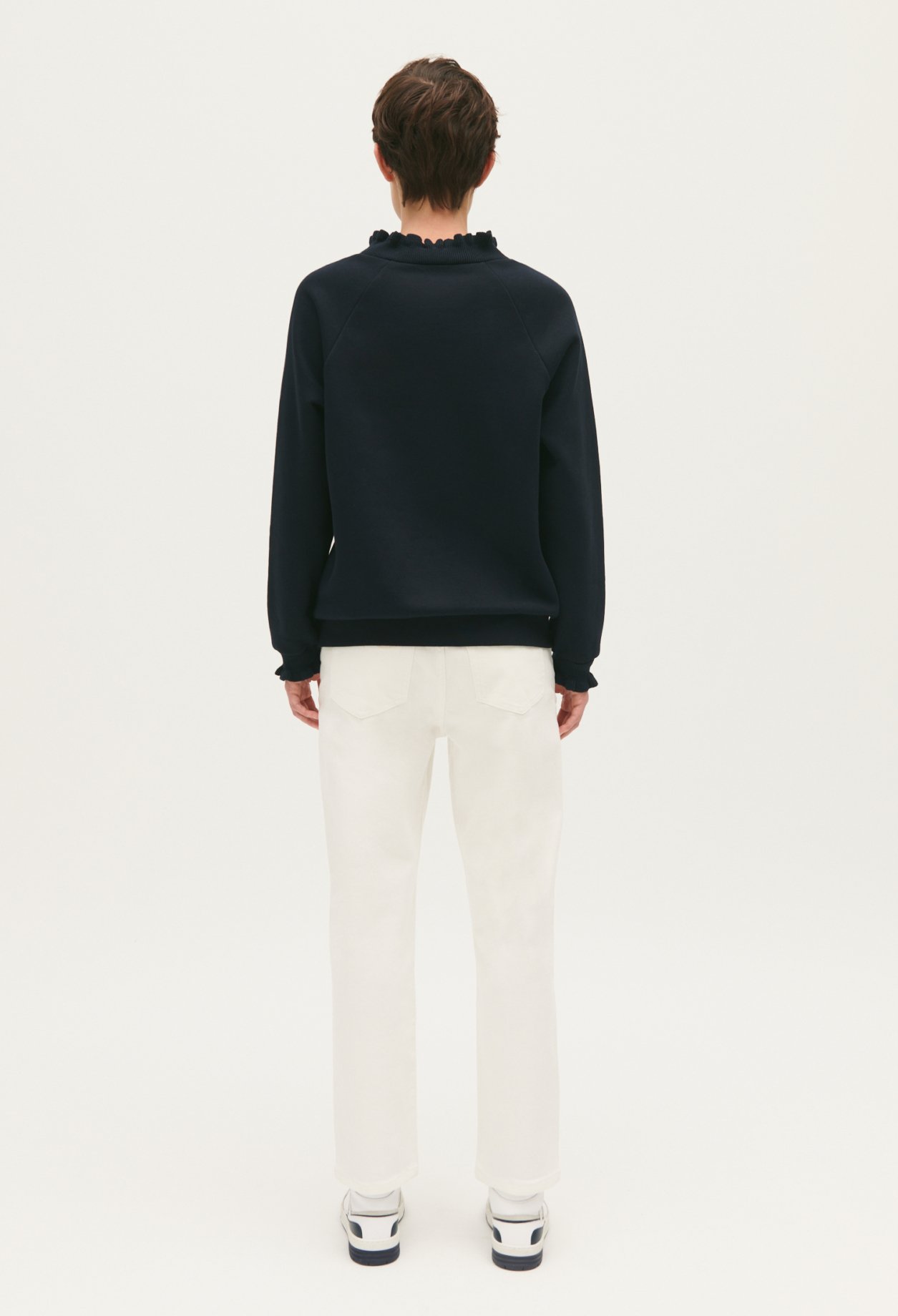 Sweatshirt col boutons marine