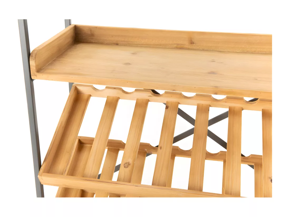 Meuble range bouteilles bois et métal