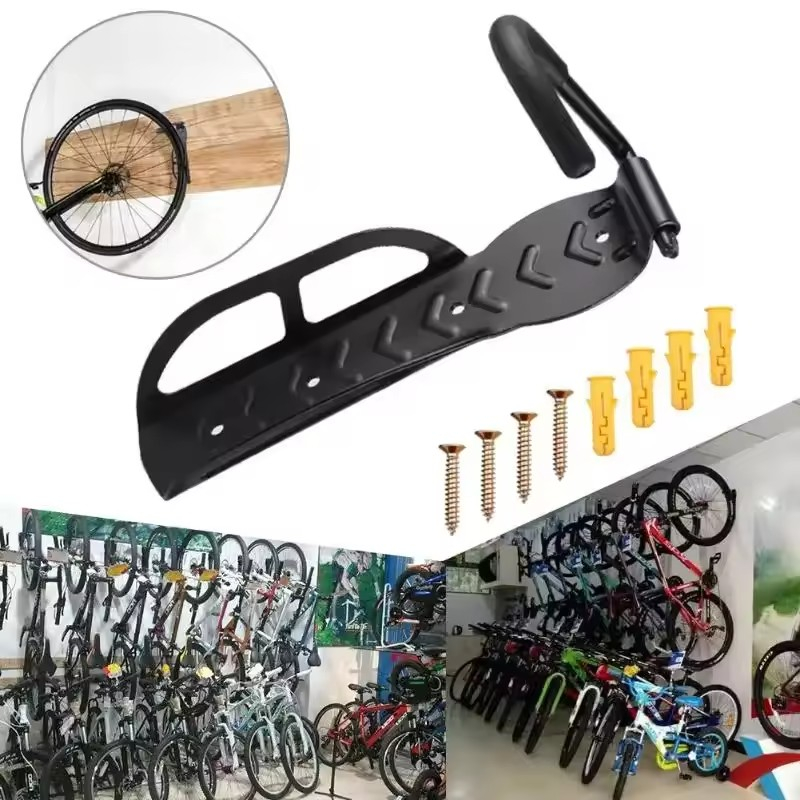 Metall Fahrrad Wandhalterung Velo Parkständer Haken Gravel Bike Halterung für Vorderrad - Schwarz