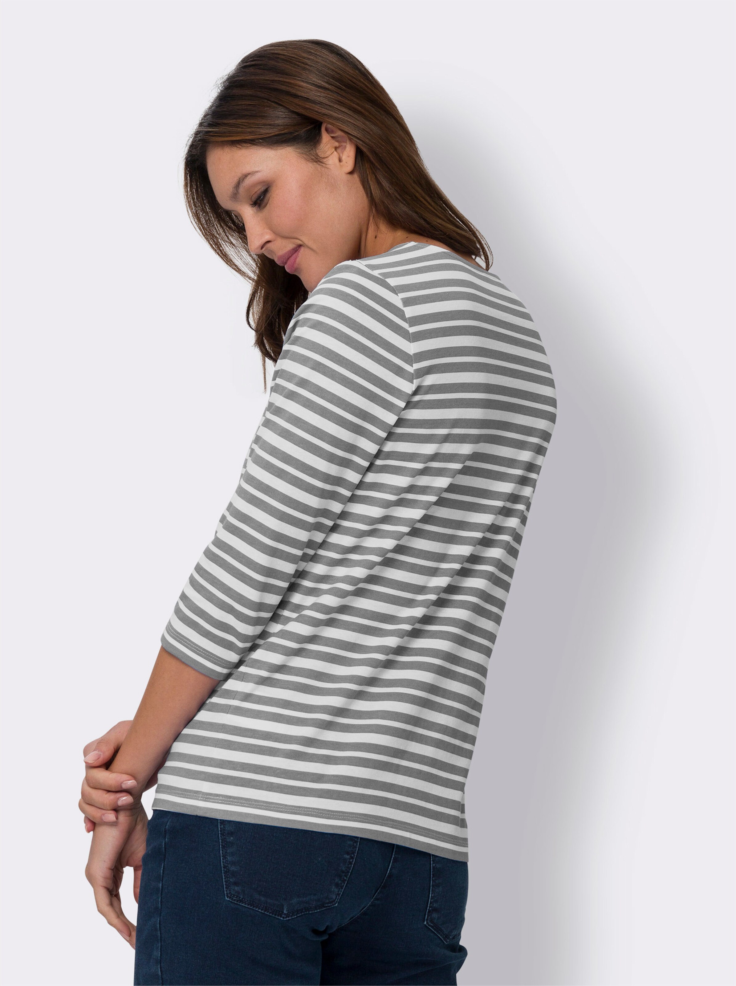 Ringelshirt mit überlappendem Ausschnitt