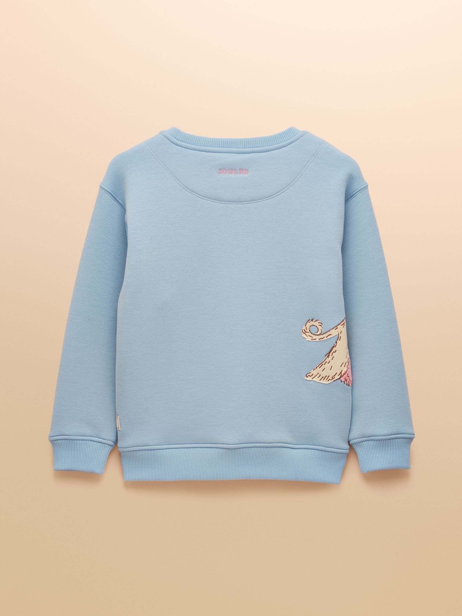 Blauw met hond - Joules Mackenzie sweatshirt voor kinderen met voering van imitatiebont