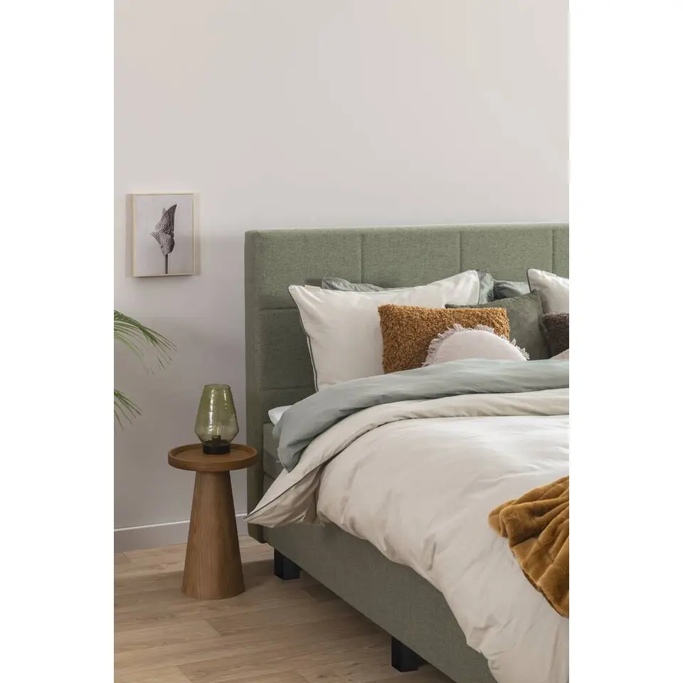 Boxspring met voetbord Liv geblokt - groen - 160x200 cm - slanke poot