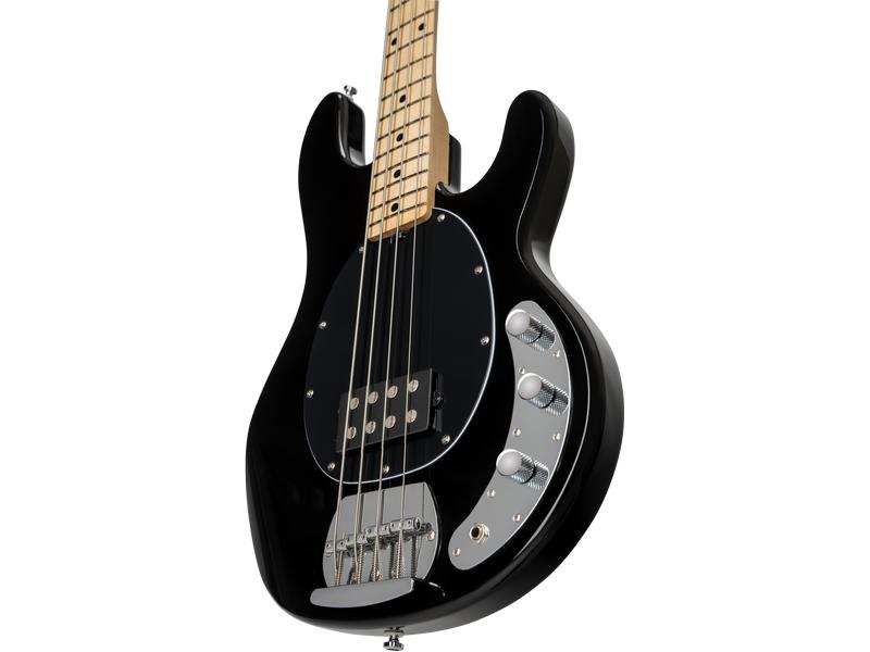 Sterling by Music Man E-Bass StingRay Ray4 – Schwarz 4-seitiger Bass mit Aktivelektronik und einem Humbucker