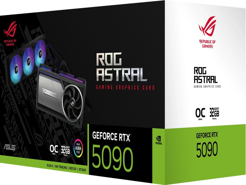 ASUS ROG Grafikkarte ROG Astral LC GeForce RTX 5090 OC Edit Gaming Grafikkarte mit All-in-One-Flüssig-CPU-Wasserkühlung
