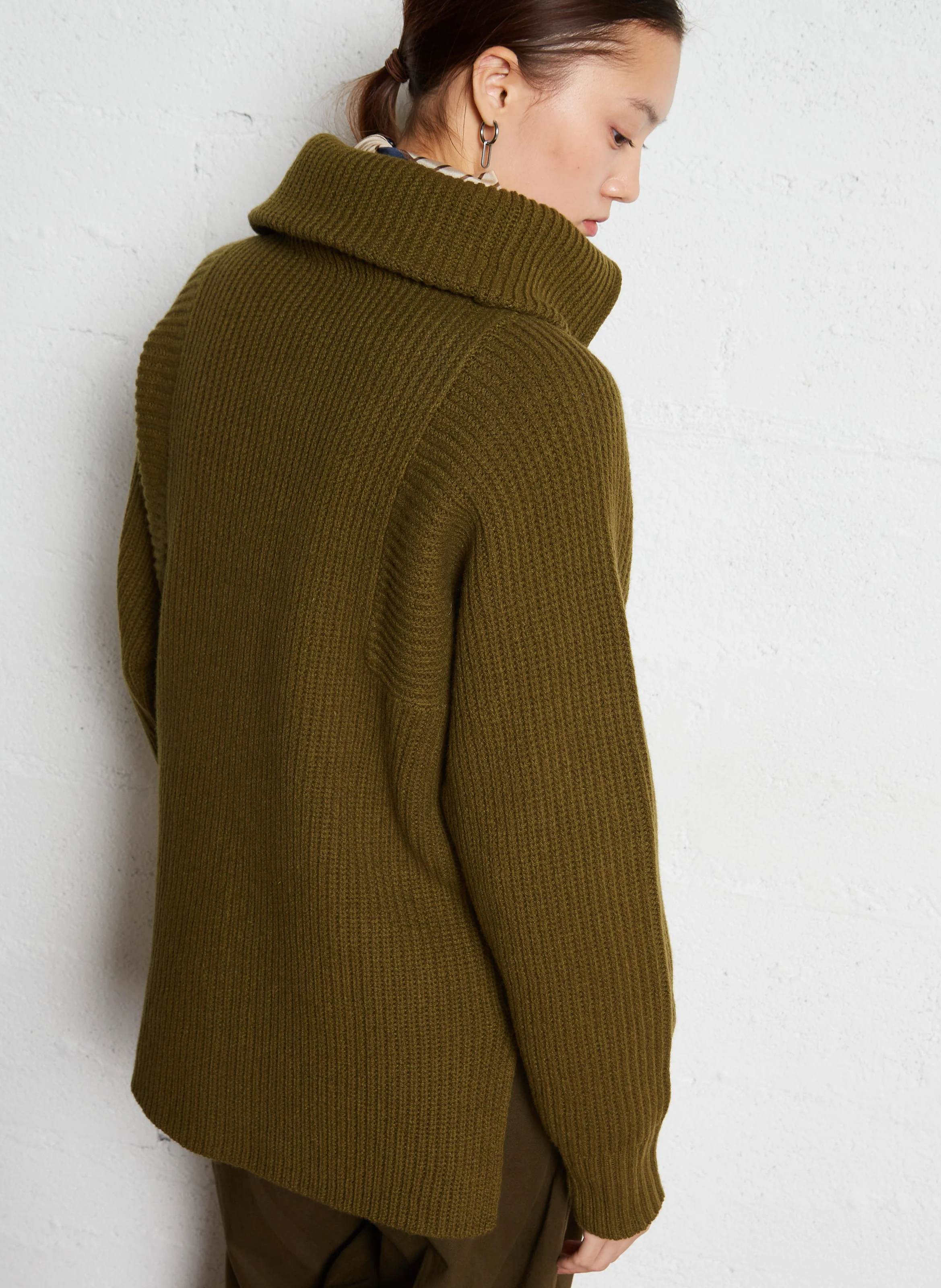 VISBY - Pull col montant en laine | Kaki
