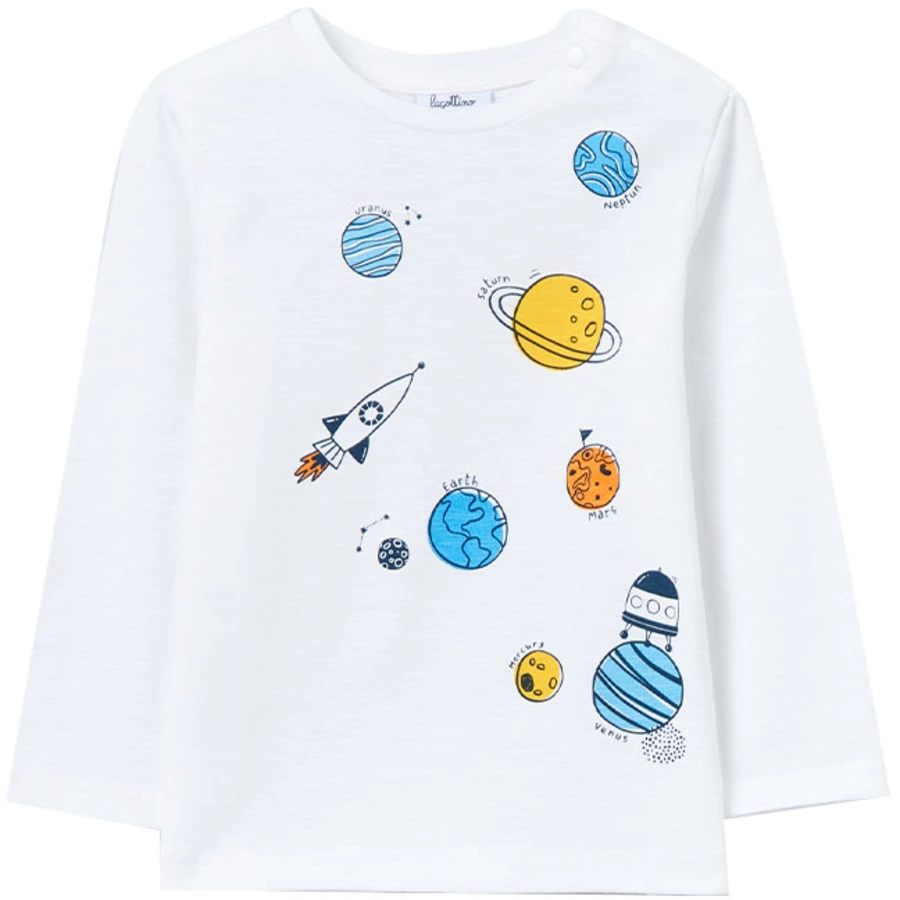 OVS Langarmshirt Space Allover-Print weiß