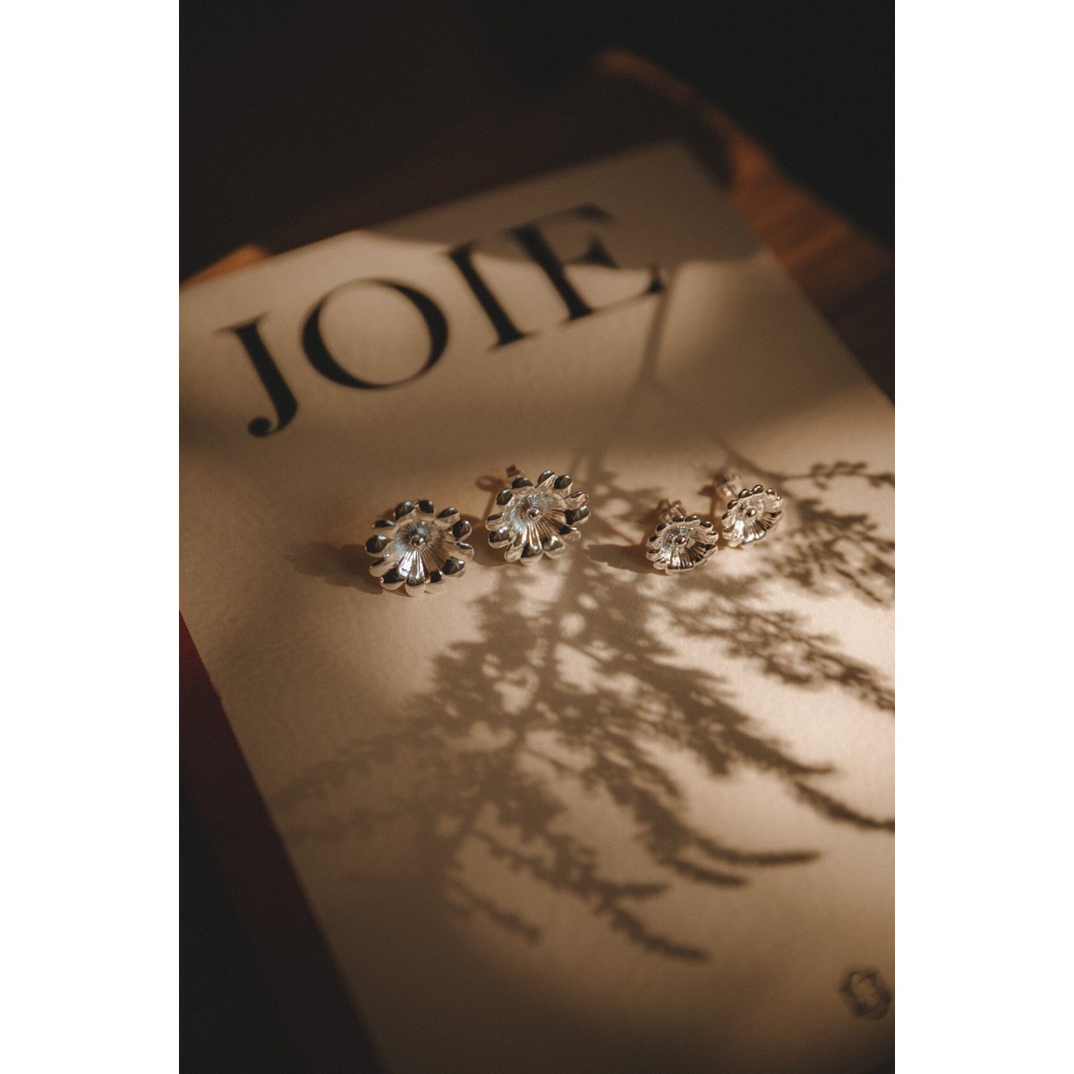 maxi boucles d'oreilles puces fleurs plaqué argent - THÉIA