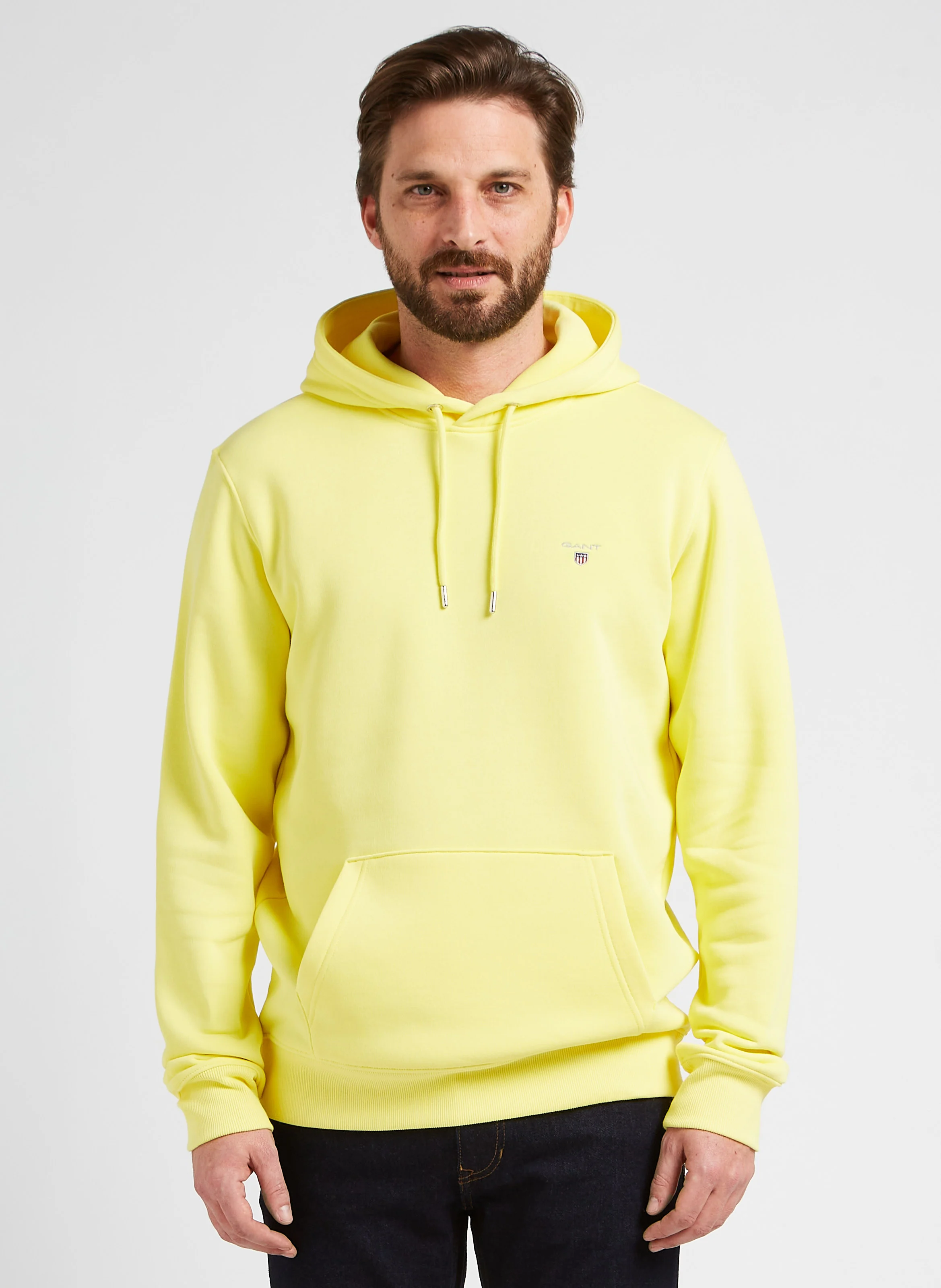 ORIGINAL SWEAT HOODIE - Sweat à capuche avec logo Gant brodé en coton mélangé| Jaune