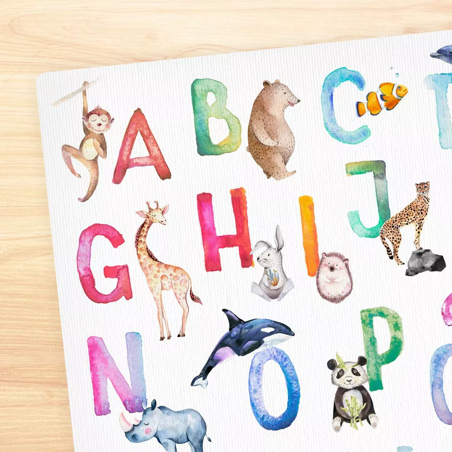 Nikima Platzset stabiles Vinyl Tischset - Tier ABC Aquarell mehrfarbig