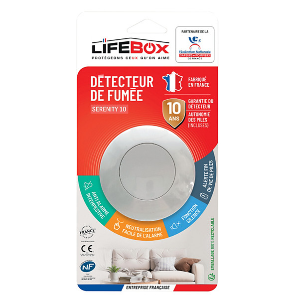 Détecteur de fumée Lifebox Serenity 10 diamètre 7,9 cm