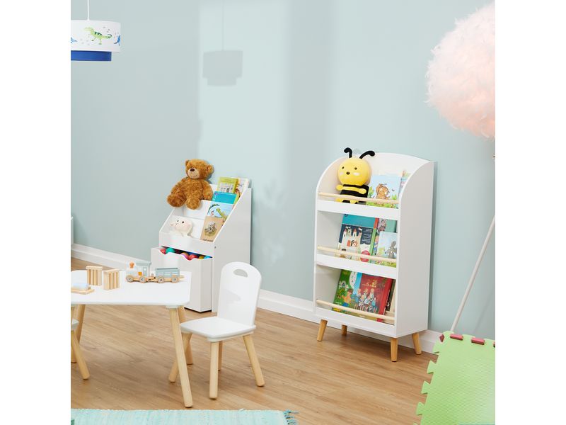relaxdays Bücherregal für Kinder Hellbraun; Weiss Zur Aufbewahrung von Büchern und Zeitschriften