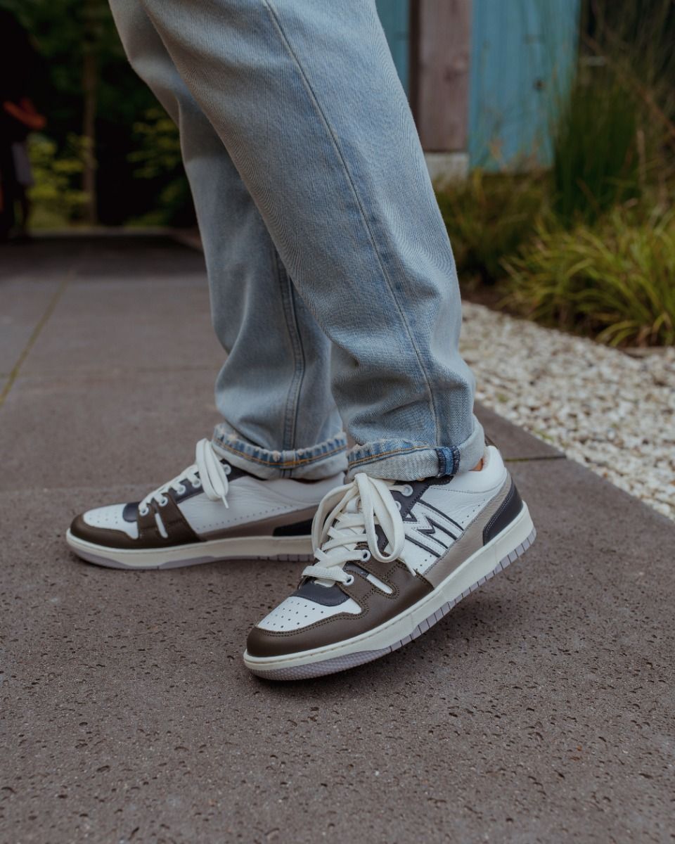 Mercer Amsterdam The Brooklyn M Wit/Blauw/Bruin Herensneakers