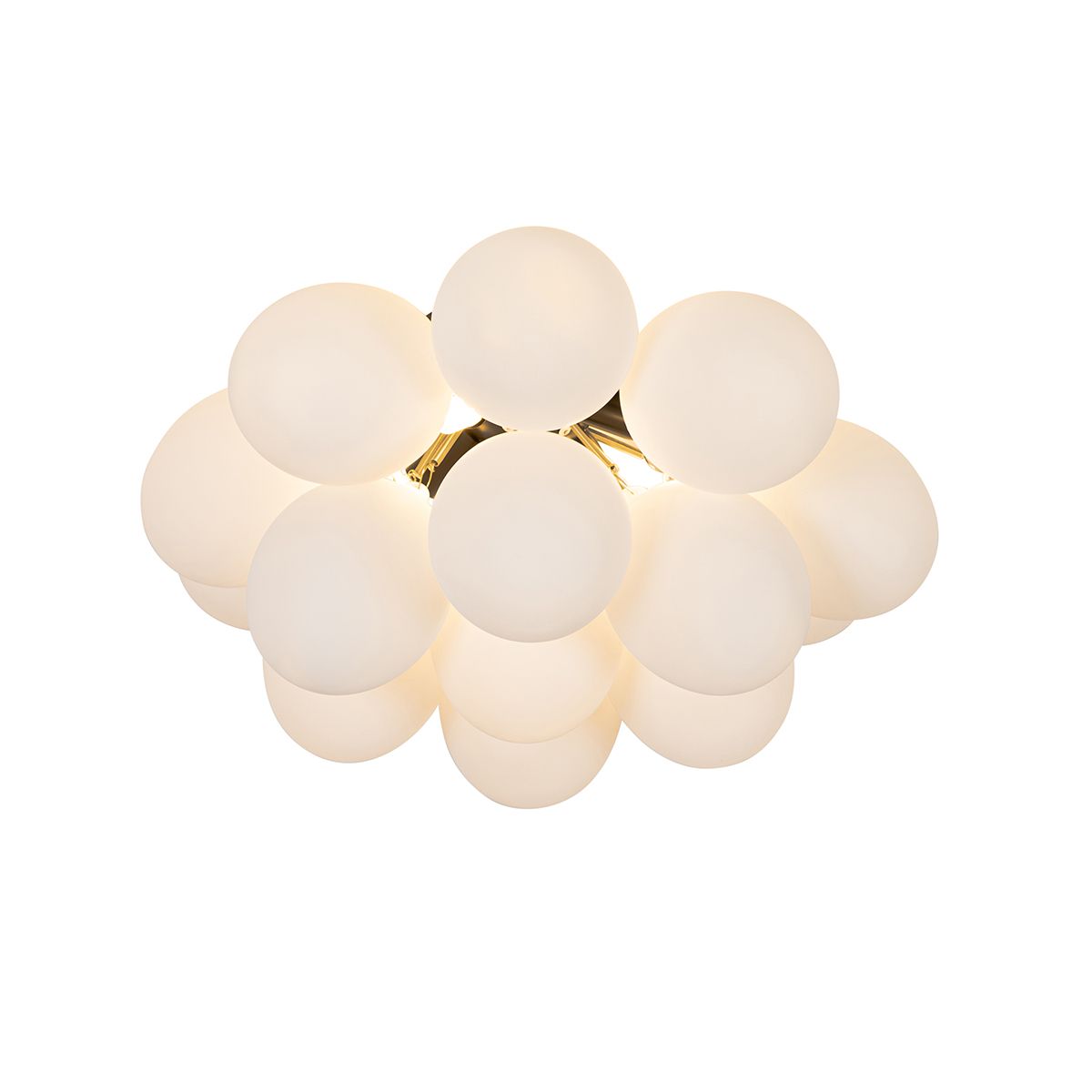 Art deco plafondlamp zwart met opaal glas 4-lichts - Uvas