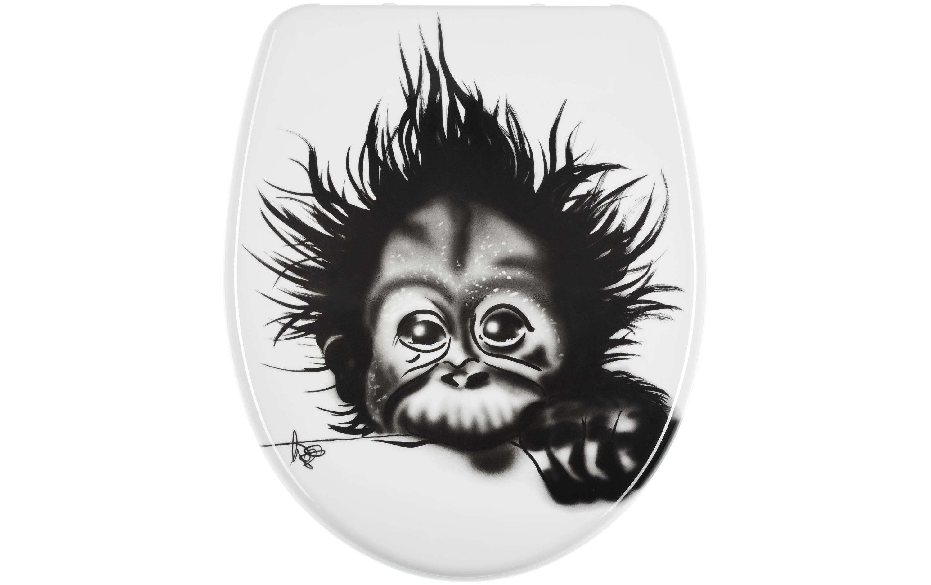 Toilettensitz Monkey mit Absenkautomatik, Weiss/SchwarzWC-Sitz