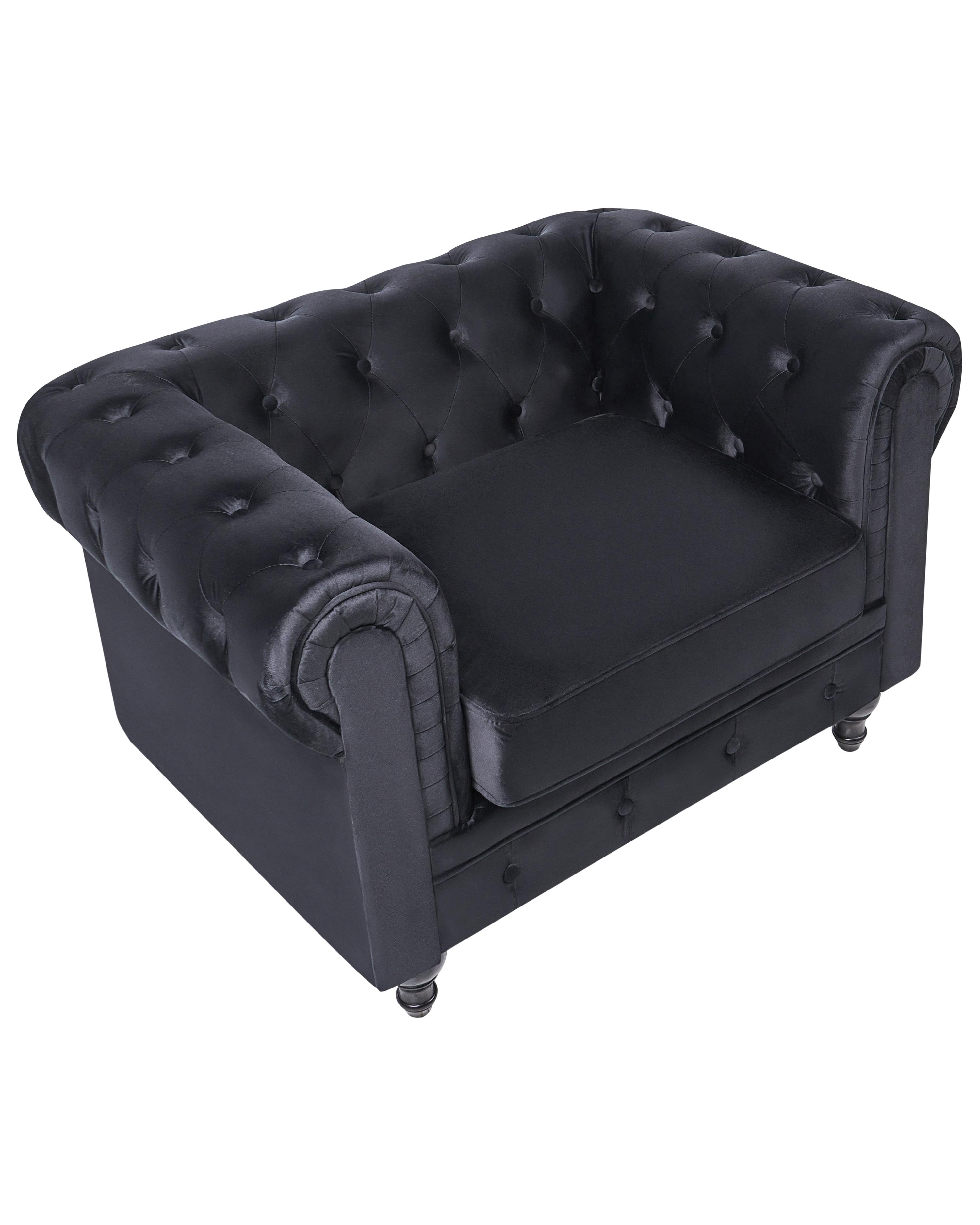 Fauteuil CHESTERFIELD Fluweel Zwart