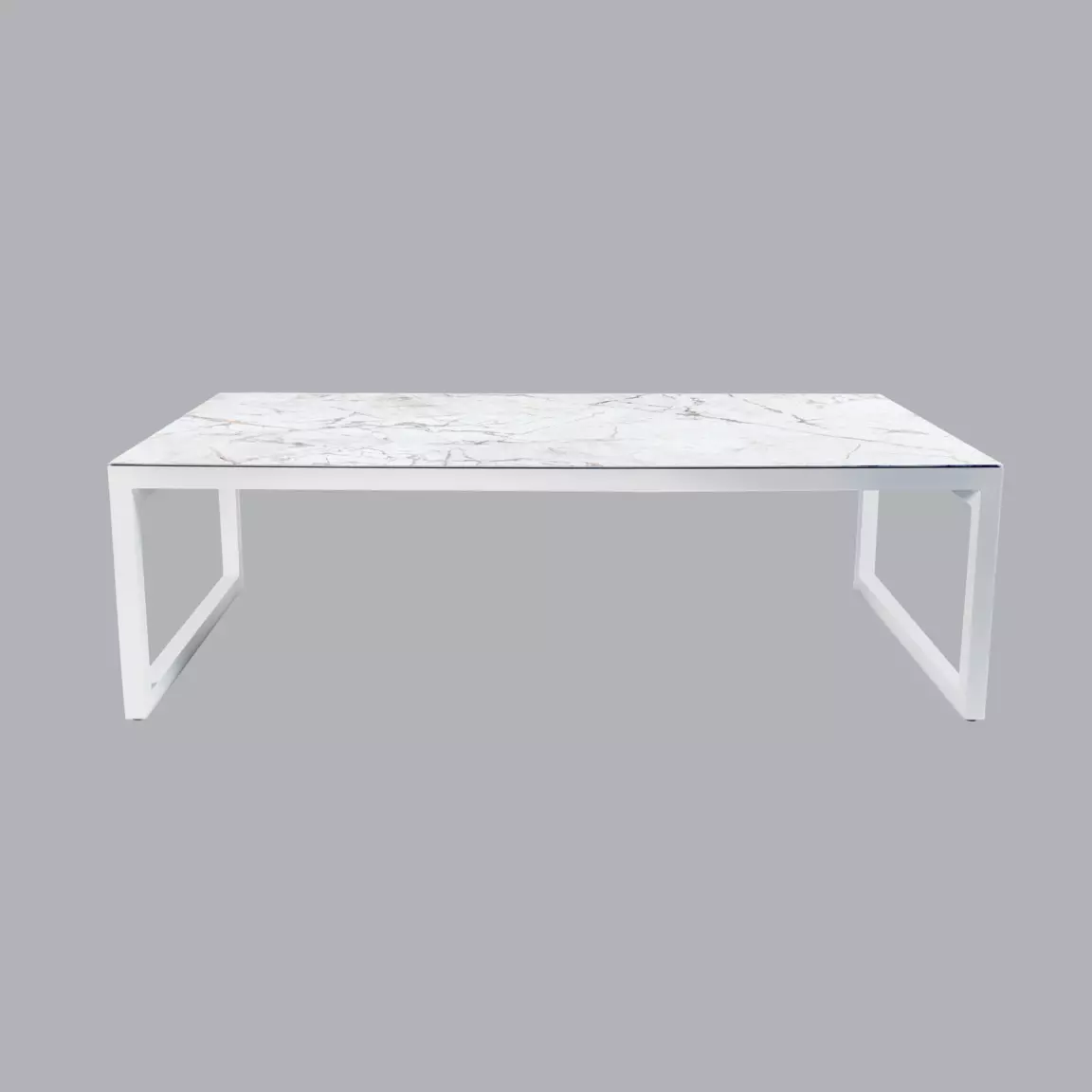 Table de jardin en aluminium et céramique 12 places (260 x 120 cm) Kore Blanc marbré