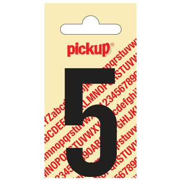 Pickup plakcijfer 5 zwart mat 60 mm