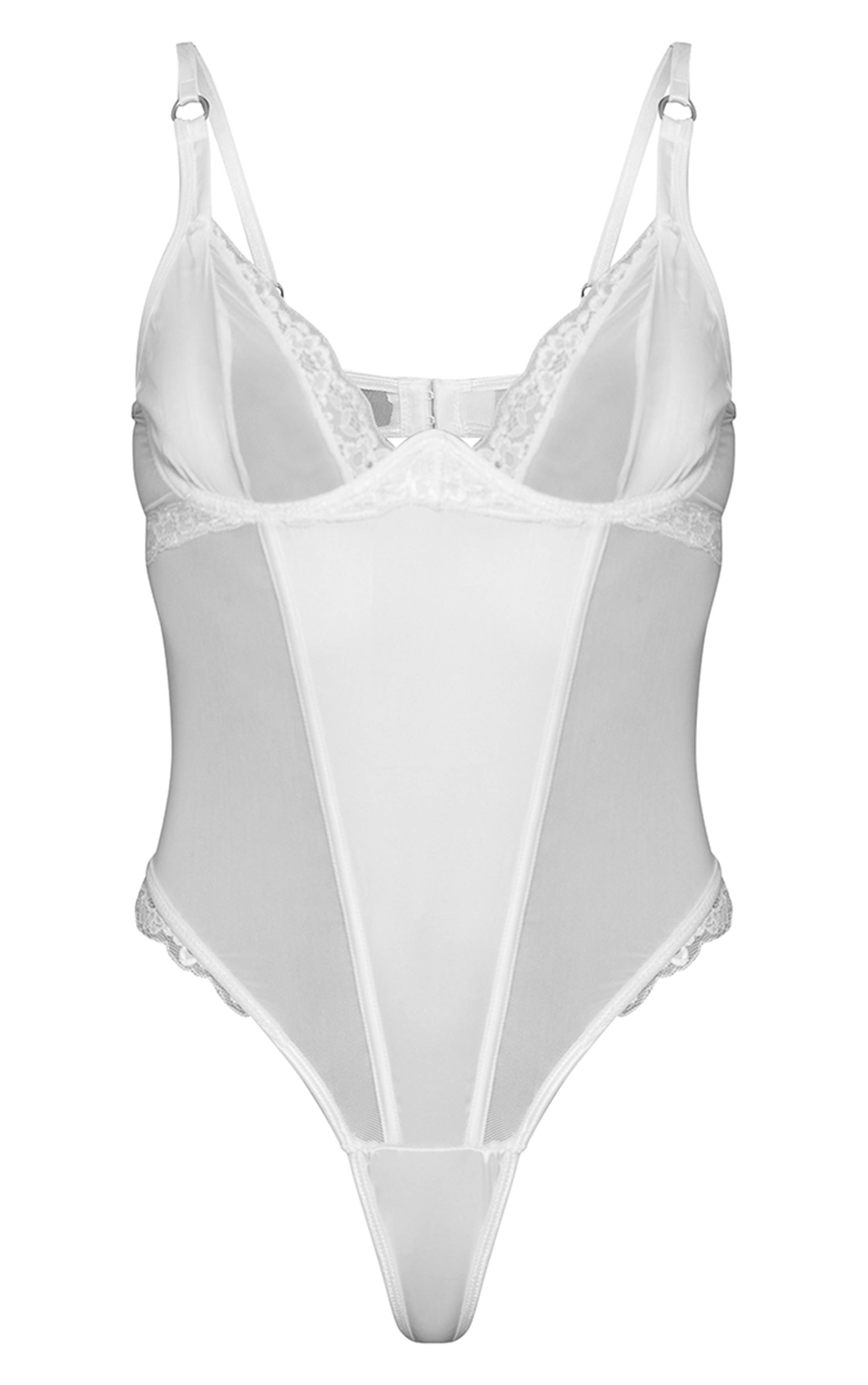Blanc Body En Satin Avec Détails En Dentelle