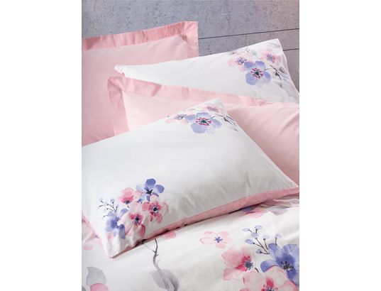 CONCEPT1 - Parure de lit housse de couette Jayda 240x220cm + 2 taies 60x60 rose