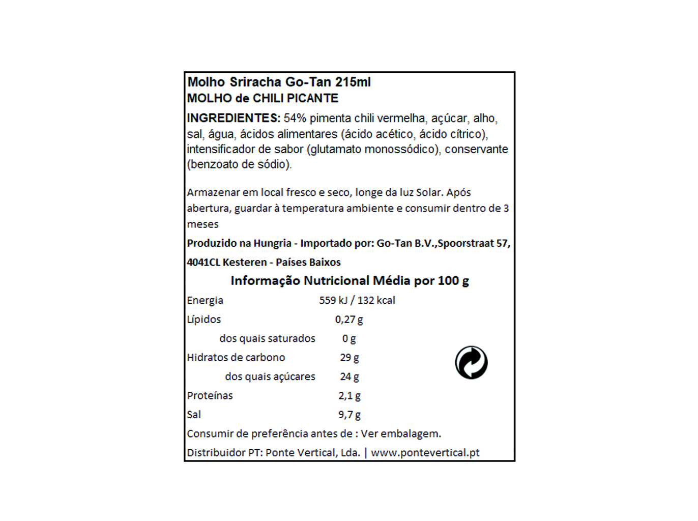 MOLHO SRIRACHA GO TAN ORIGINAL 215ML