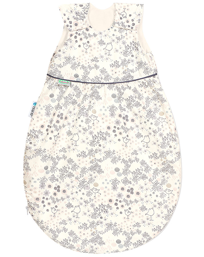 Schlafsack BABYNEST® KLIMASOFT COLD – FLOWER BIRDS in creme/grau