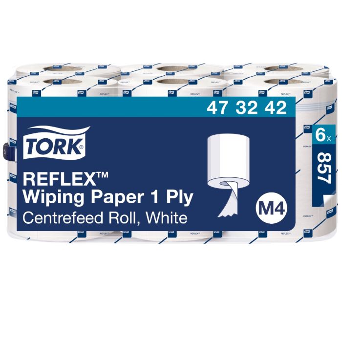 Tork 473242 Reflex 6st Centerfeed Poetspapier Wit M4 Multifunctioneel 6 x 857 vellen (473242)