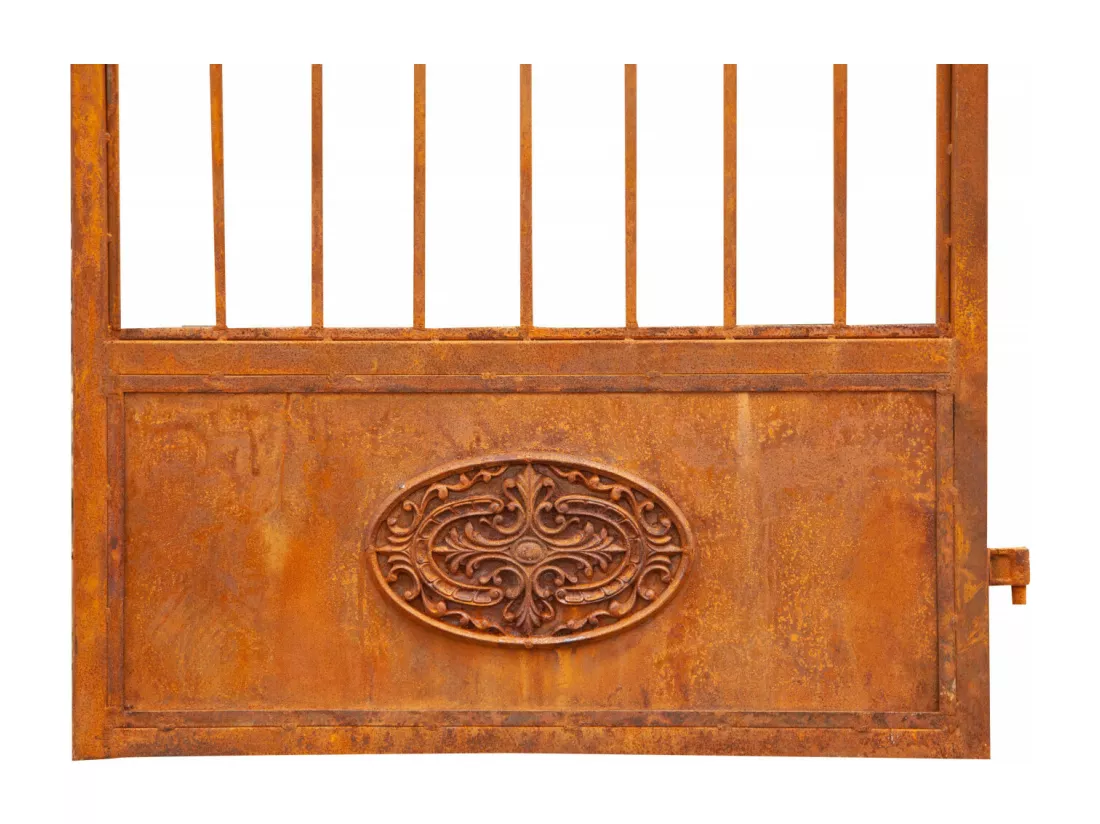 BISCOTTINI Portail en fer - Fer massif avec détails ornementaux anciens - Clôture en fer - Portail en métal - Porte décorative - Portail d'entrée - Mobilier d'extérieur - 107x8x200 cm