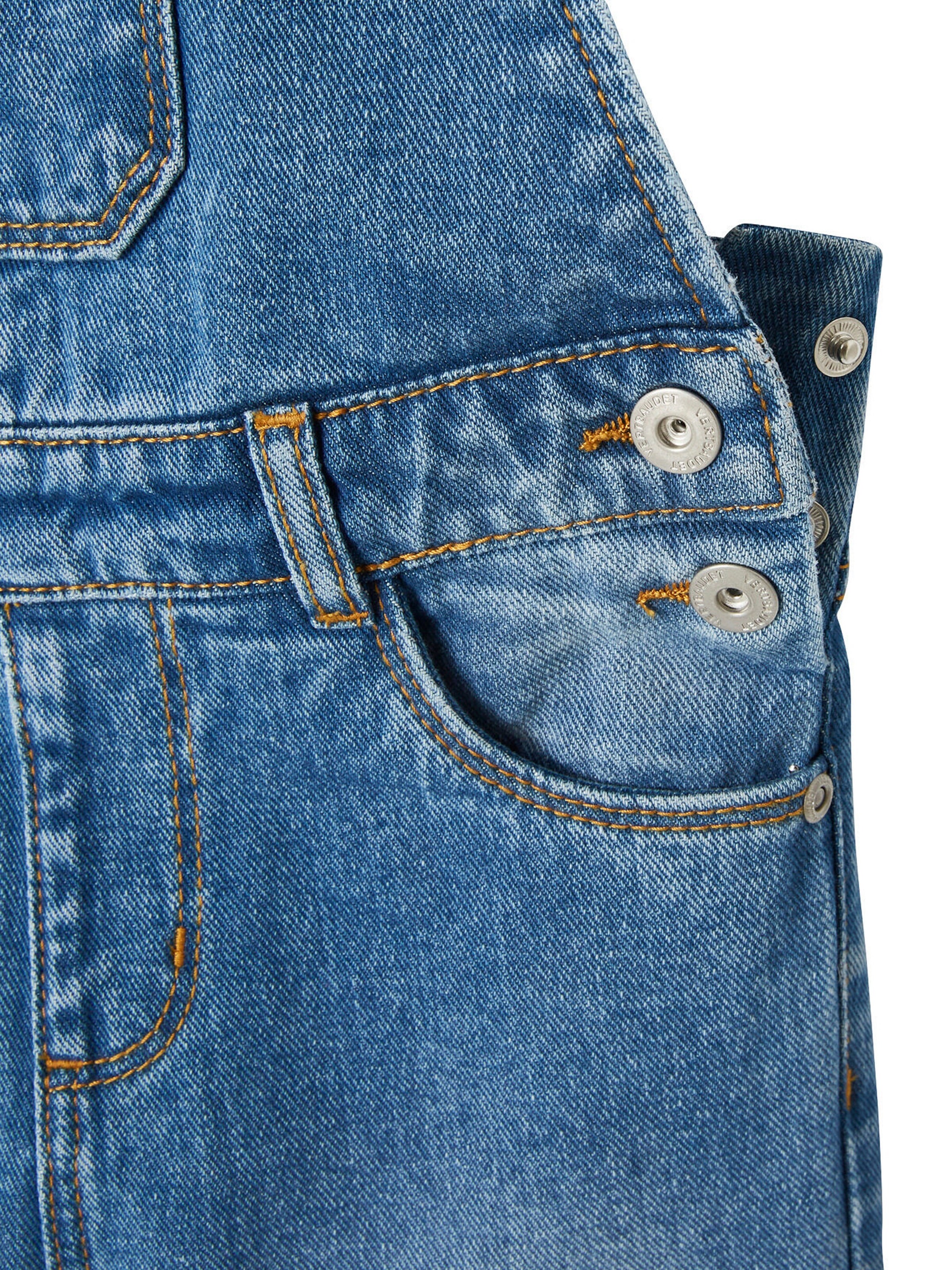 Vertbaudet Mädchen Latzjeans, Bundweite verstellbar blue stone