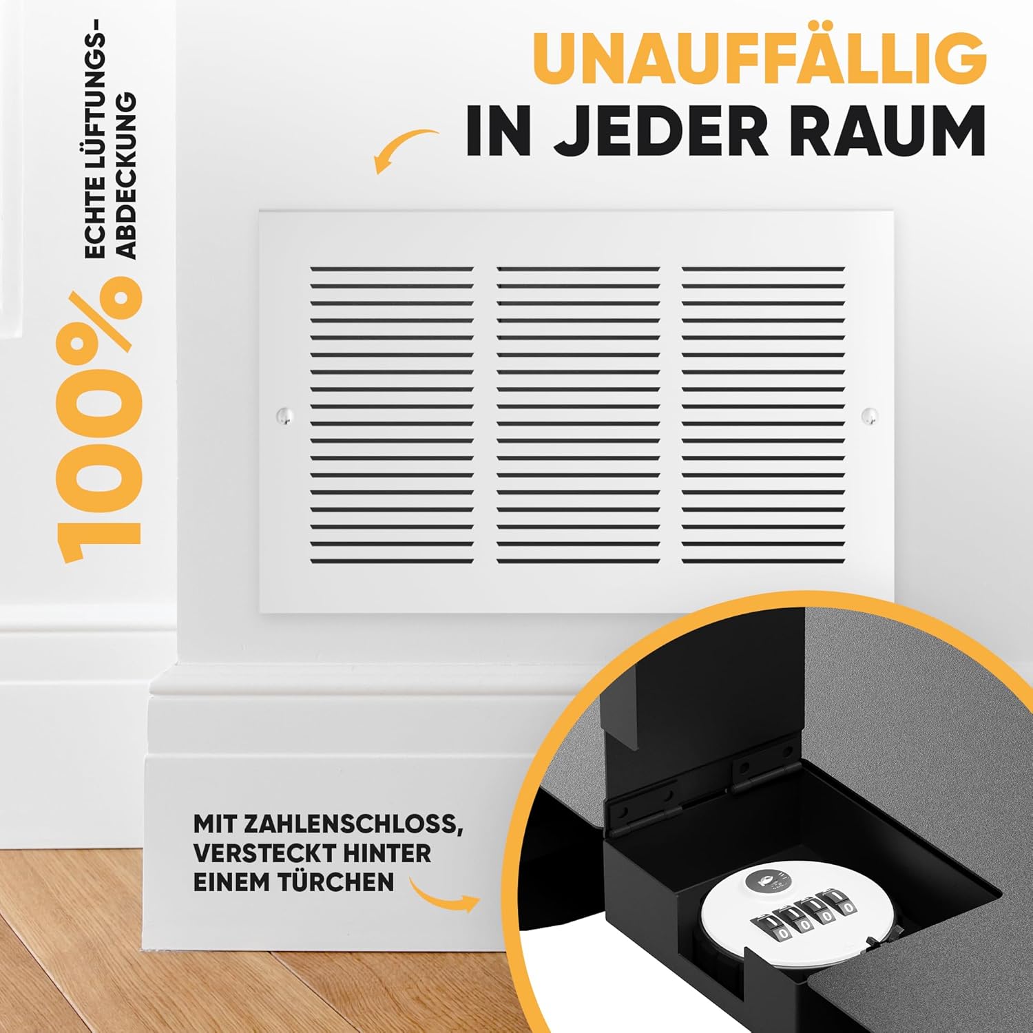 Elder Welder® Lüftungsgitter Safe Tresor mit verstecktem Zahlenschloss | Wandtresor zum Einmauern | Versteckter Wandsafe als Geheimfach | Einbautresor für Geldversteck Geheimversteck | Tresor Versteck