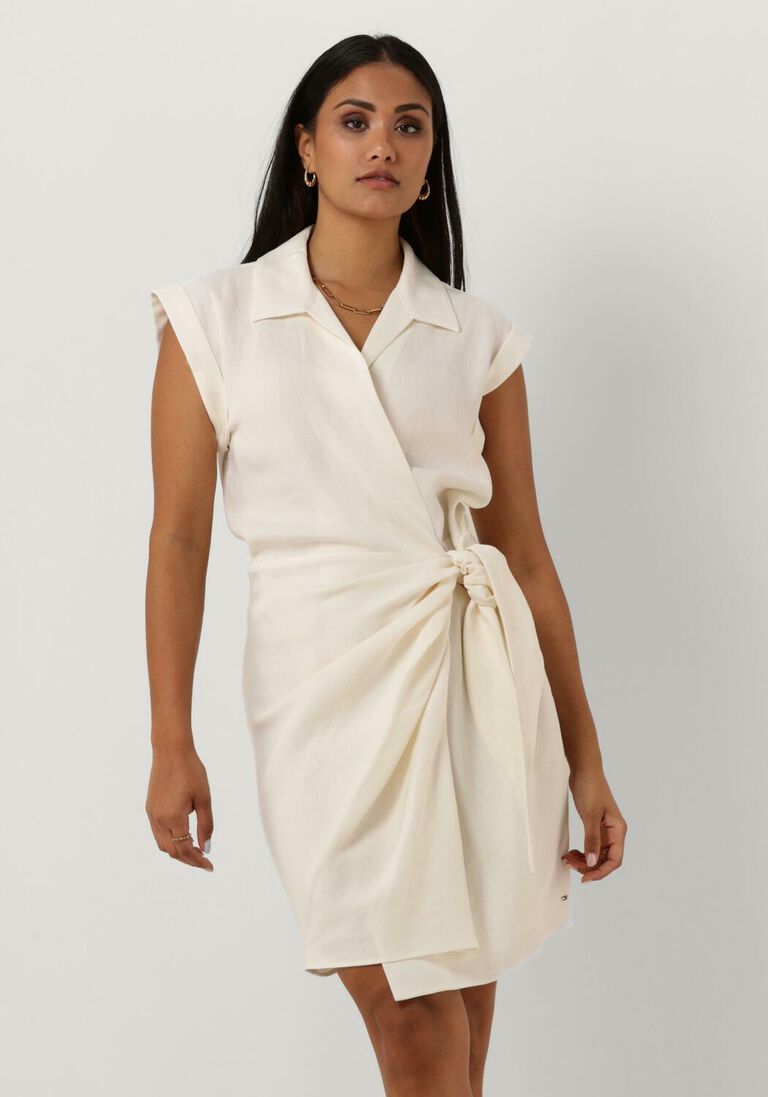 TOMMY HILFIGER witte tommy hilfiger mini jurk linen sleeveless wrap dress