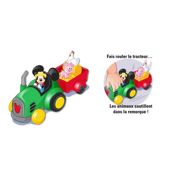 Mickey - Tracteur + figurine 7,5 cm articulée + Accessoires