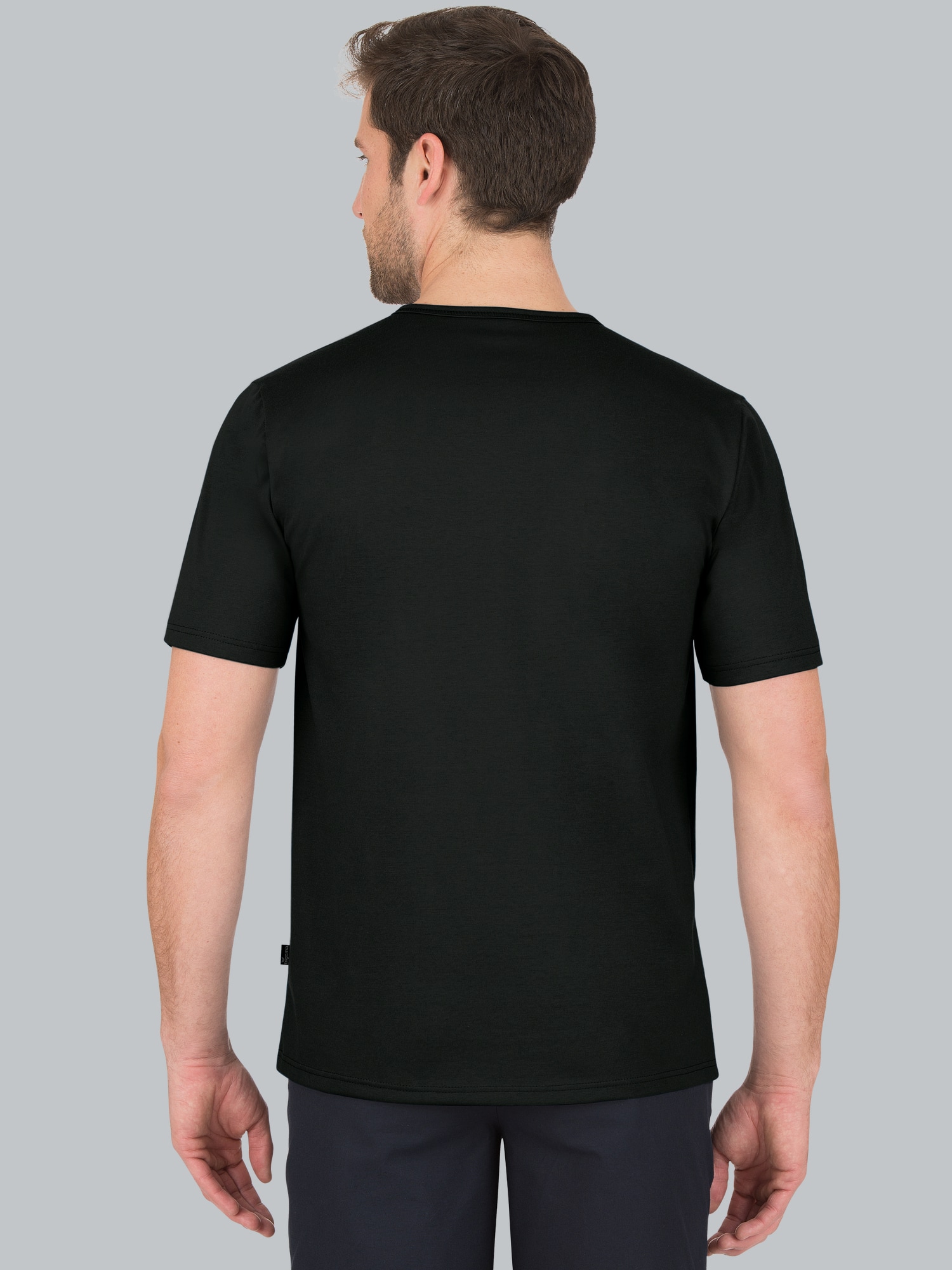 T-Shirt mit Knopfleiste DELUXE Baumwolle Schwarz
