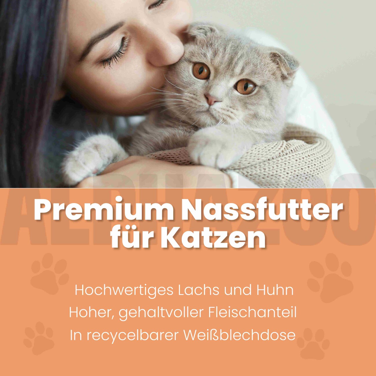 ALPHAZOO Nassfutter Lachs + Huhn 6x200g für Katzen