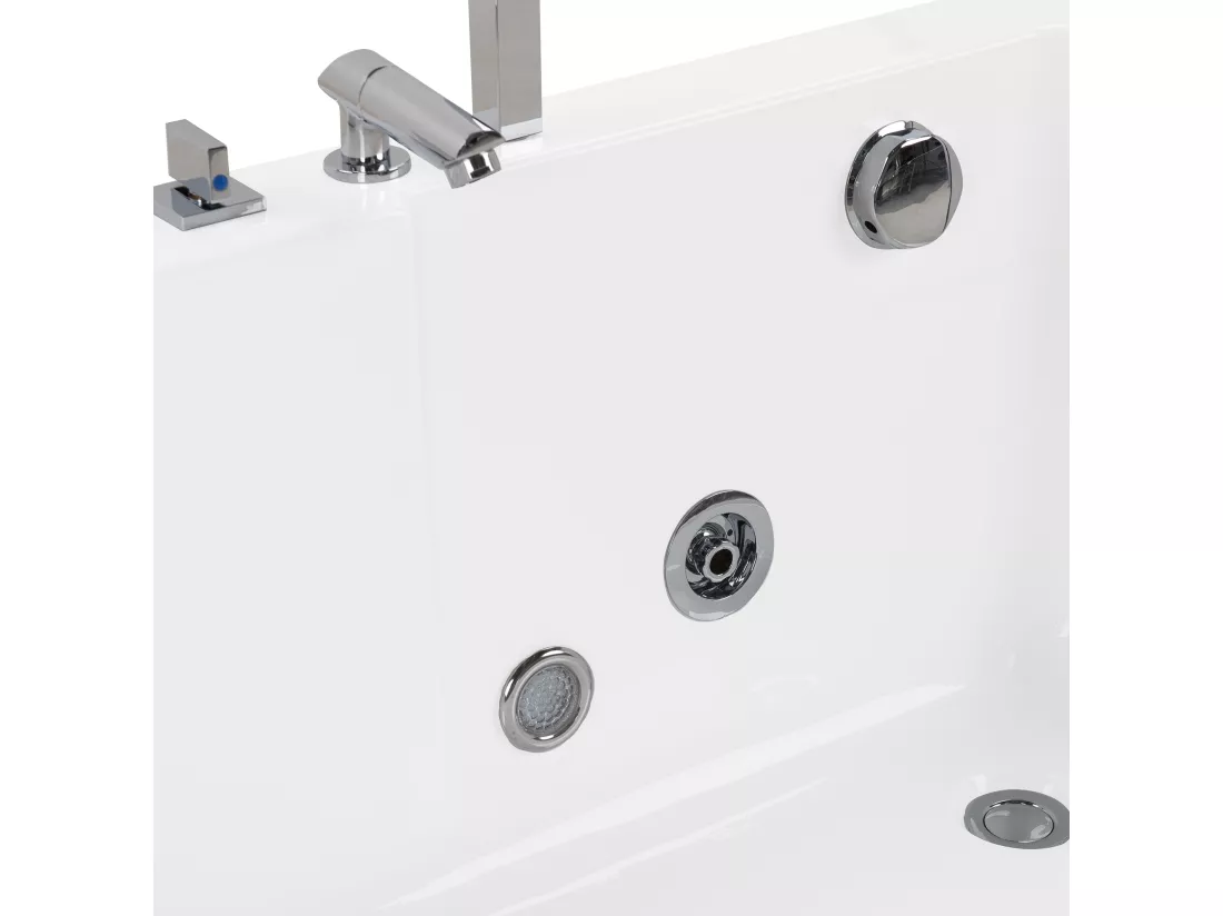 Baignoire d'angle droit blanche 170 x 80 cm avec LED ACUARIO