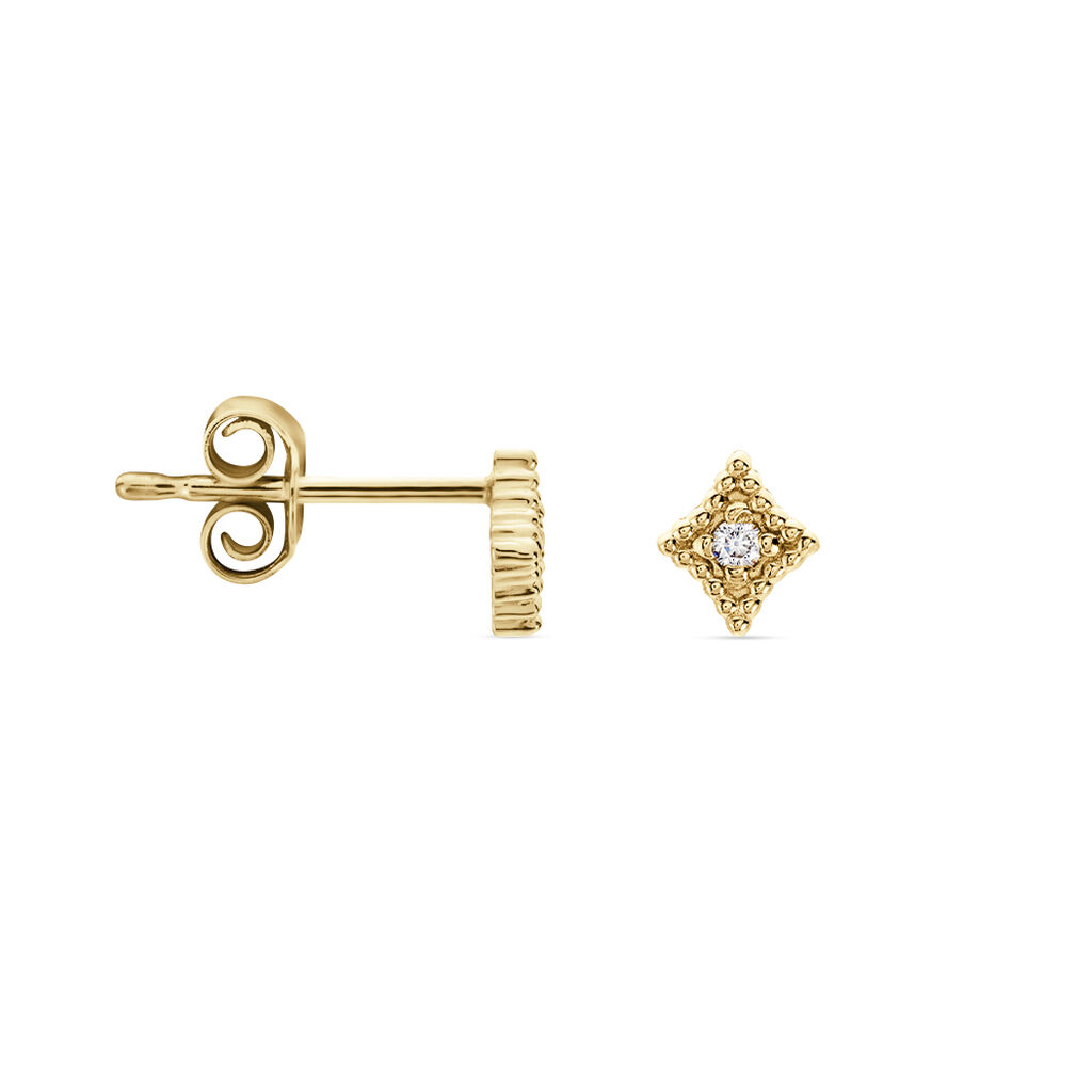 Boucles D'oreilles Puces Horatia Plaqué Or Jaune Oxyde De Zirconium