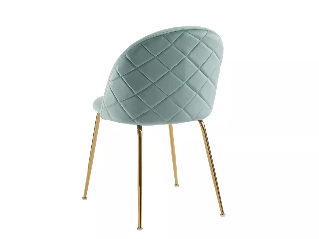 Lot de 2 chaises - Velours et acier inoxydable doré - Vert sauge - MELBOURNE