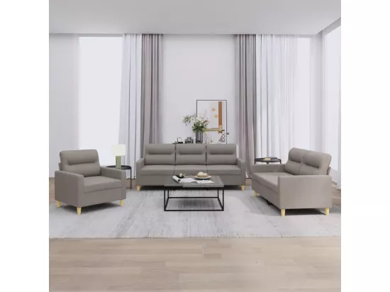 Ensemble de canapés 3 pièces avec coussins Taupe Tissu