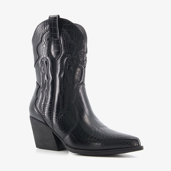 Blue Box dames croco western laarsjes zwart