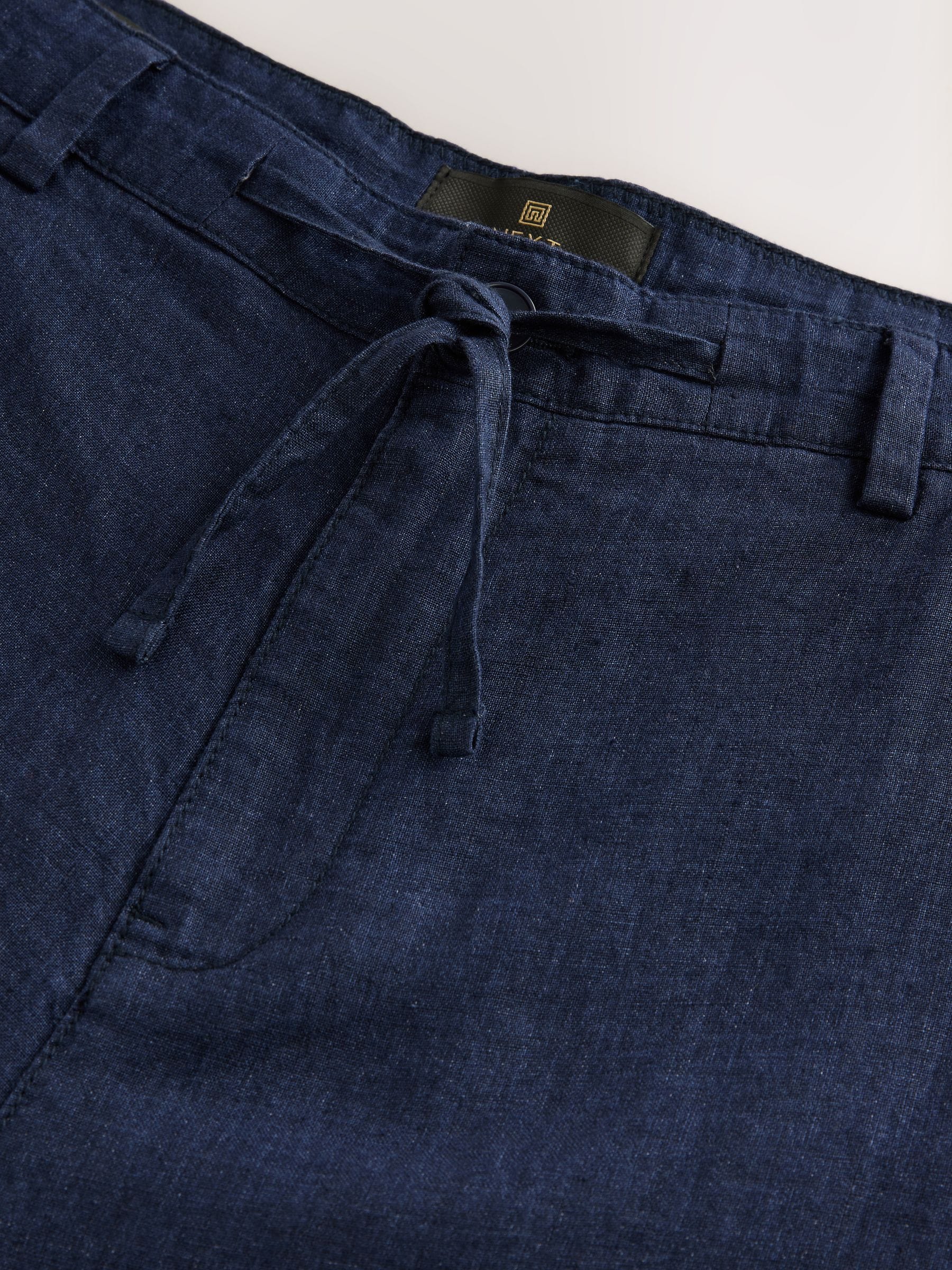 Marineblauw - 100% linnen Signature chino broek