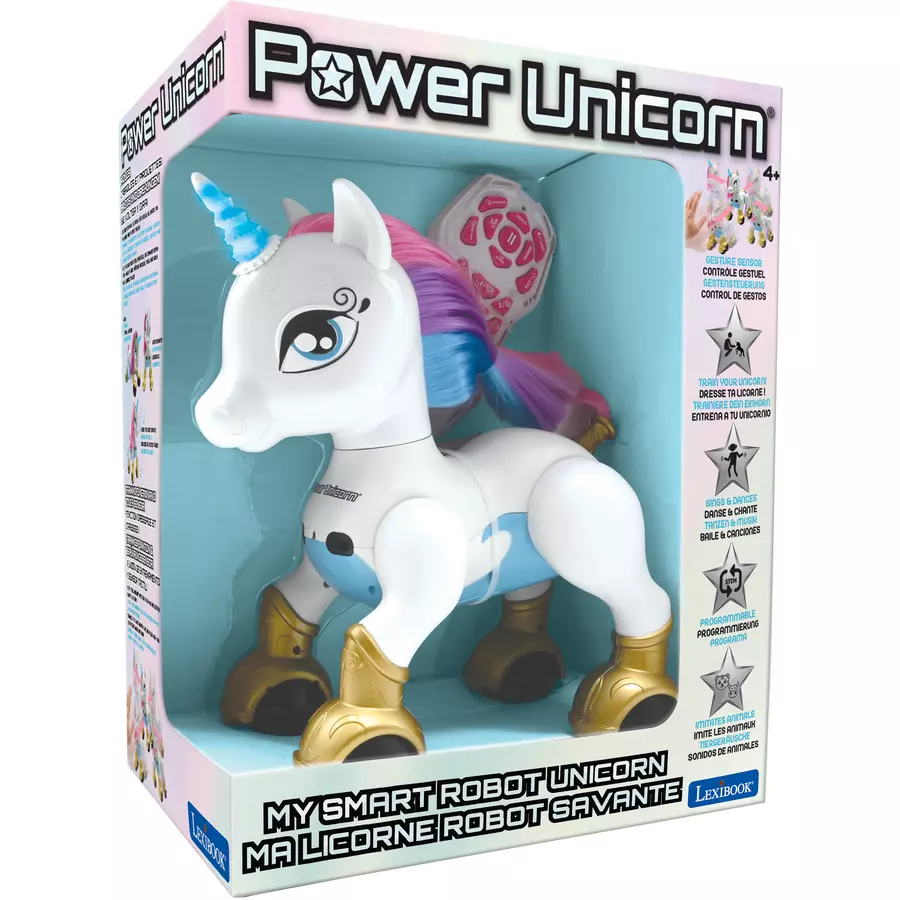 LEXIBOOK Power Einhorn, Mein magisches und kluges Robotereinhorn mit Fernbedienung und Akku